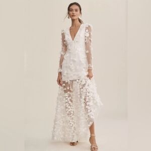 Helsi Blair Ivory 3D Floral Maxi Dress XS Wedding Cocktail NWT
